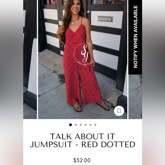 NEW IN Red Dotted Stylish Spaghetti Strap Jumpsuit SZ SM - Picture 3 of 12